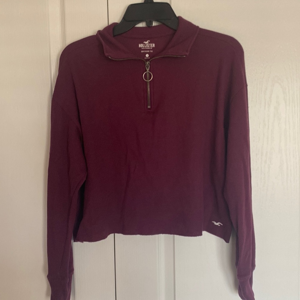 Cropped quarter zip sweater